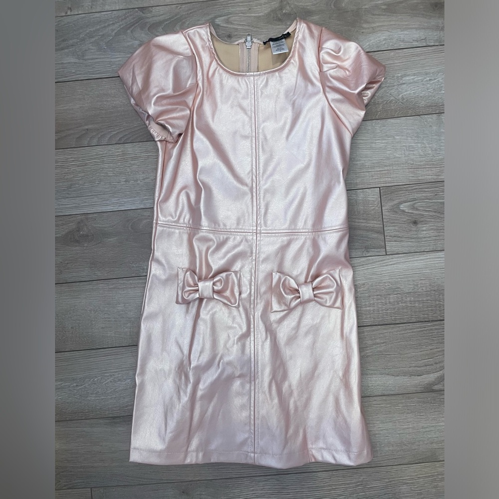 Girls Pink Faux Leather Dress Size 10